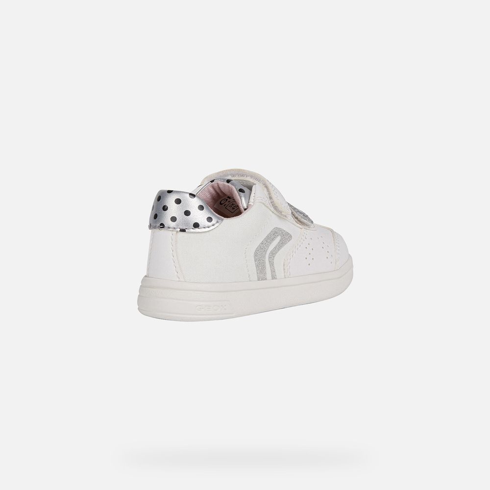 Tenis Geox Bebe Branco/Prateadas - Djrock Girl - NLECP5926